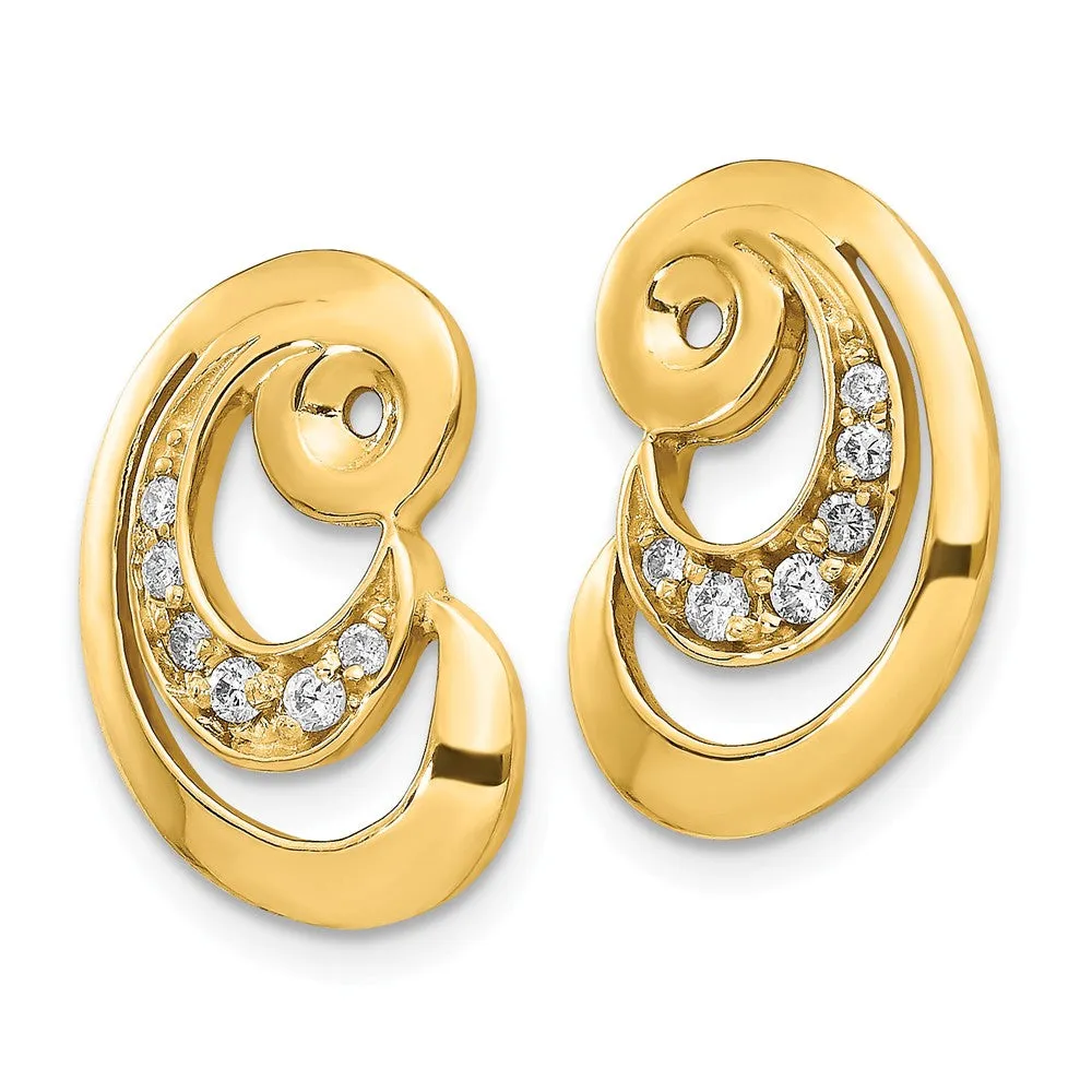 14K Fancy Curl Diamond Earring Jackets Mountings