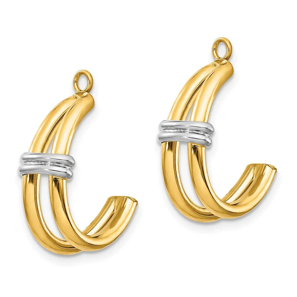 14K Two-Tone Polished Double J-Hoop Earring Jackets