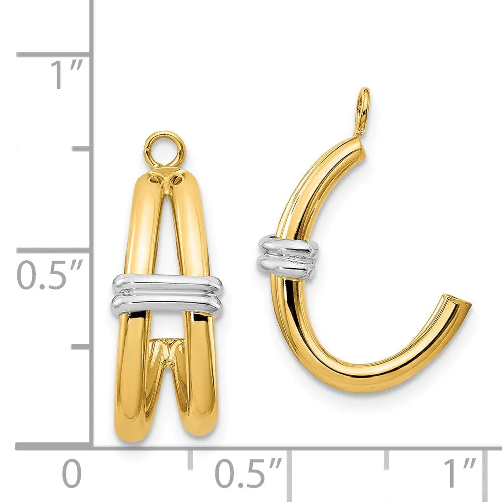 14K Two-Tone Polished Double J-Hoop Earring Jackets