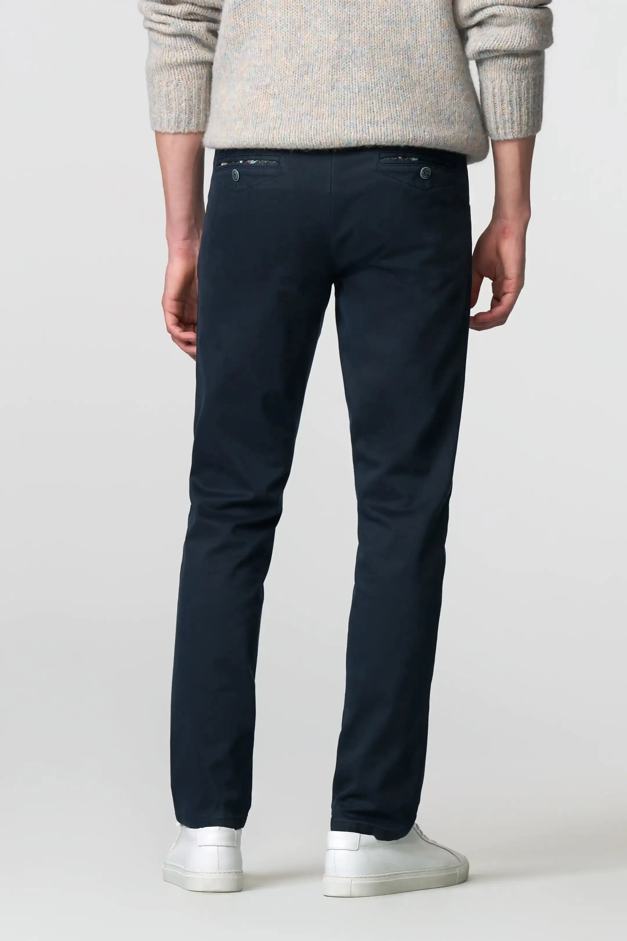 30% OFF - MEYER Chicago Trousers - 5613 Fine Micro Cotton Chinos - Navy