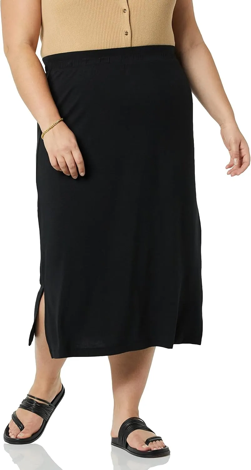 Amazon Essentials Women's Pull-On Knit Midi Skirt (Available in Plus Size)