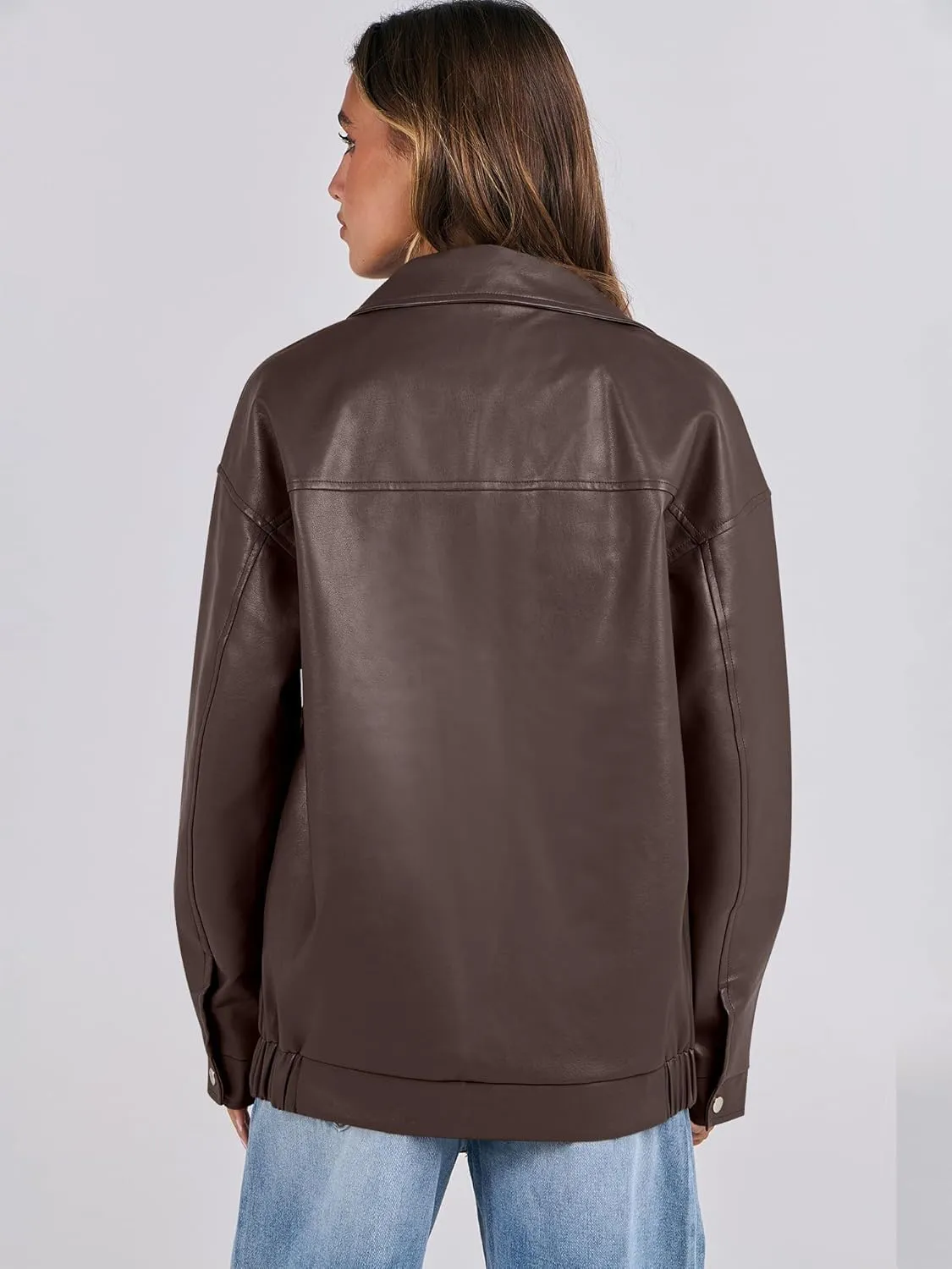 ANRABESS Women Oversized Faux Leather Jackets Fall Fashion Zip Up Motorcycle Coats Winter 2025 Spring Outfits Clothes