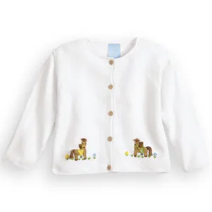 Applique Horse Cardigan -- White