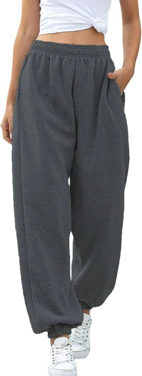 AROGONE Women Sweatpants Baggy High Waisted Cinch Bottom Athletic Joggers Sweat Pants with Pockets