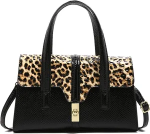 Bags for Women Snake print handbag, retro crossbody bag, fashionable and versatile women's shoulder bag(Blackleopardprint)