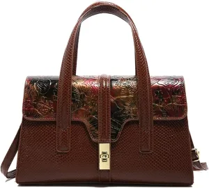 Bags for Women Snake print handbag, retro crossbody bag, fashionable and versatile women's shoulder bag(Brown)