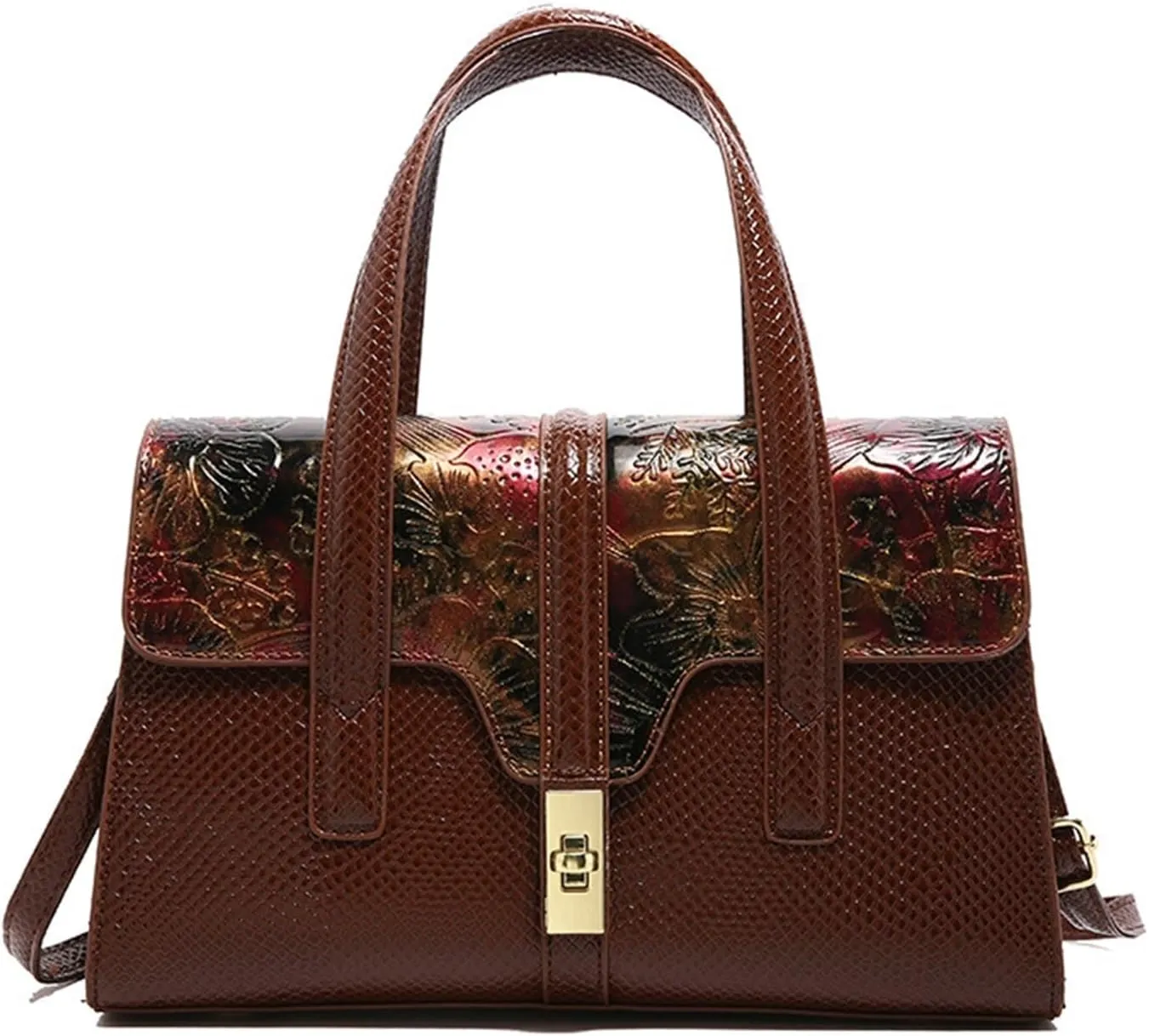 Bags for Women Snake print handbag, retro crossbody bag, fashionable and versatile women's shoulder bag(Brown)