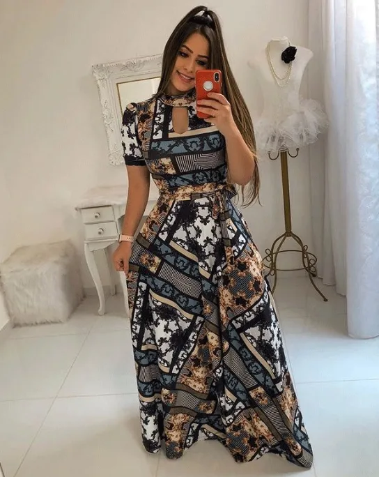 Baroque Elegant Maxi Dress