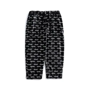 Basic Logo Patterned Ankle-cut Wide Easy PANTS | Black