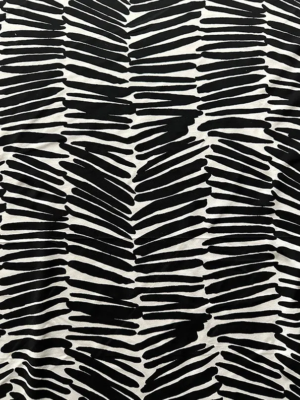 Black and White Shifted Stripe Print ITY Jersey Knit Fabric