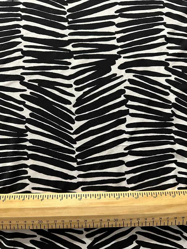 Black and White Shifted Stripe Print ITY Jersey Knit Fabric