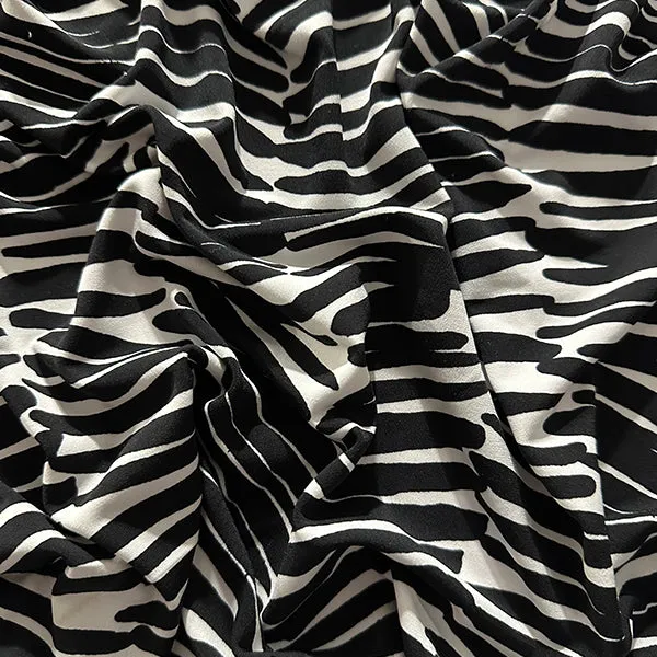 Black and White Shifted Stripe Print ITY Jersey Knit Fabric