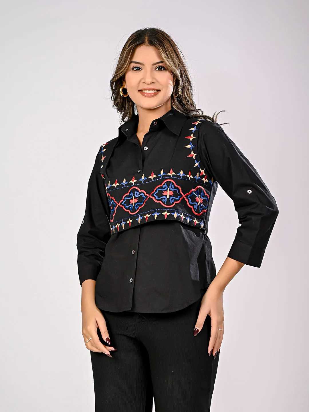 Black Embroidered Waistcoat