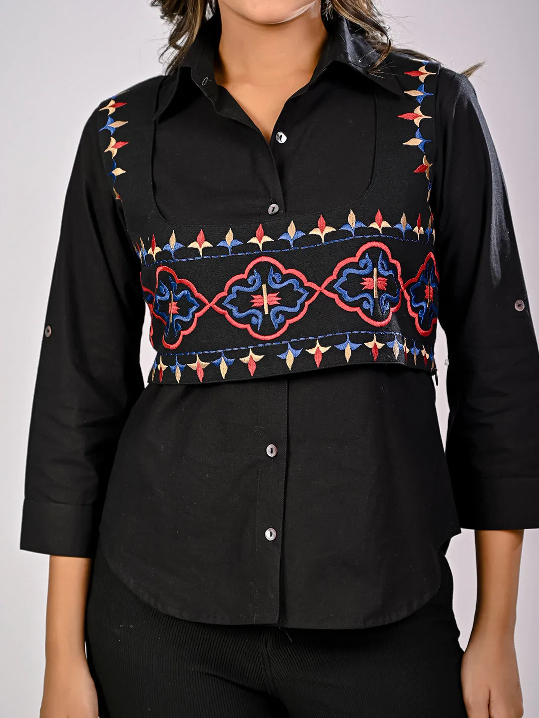 Black Embroidered Waistcoat