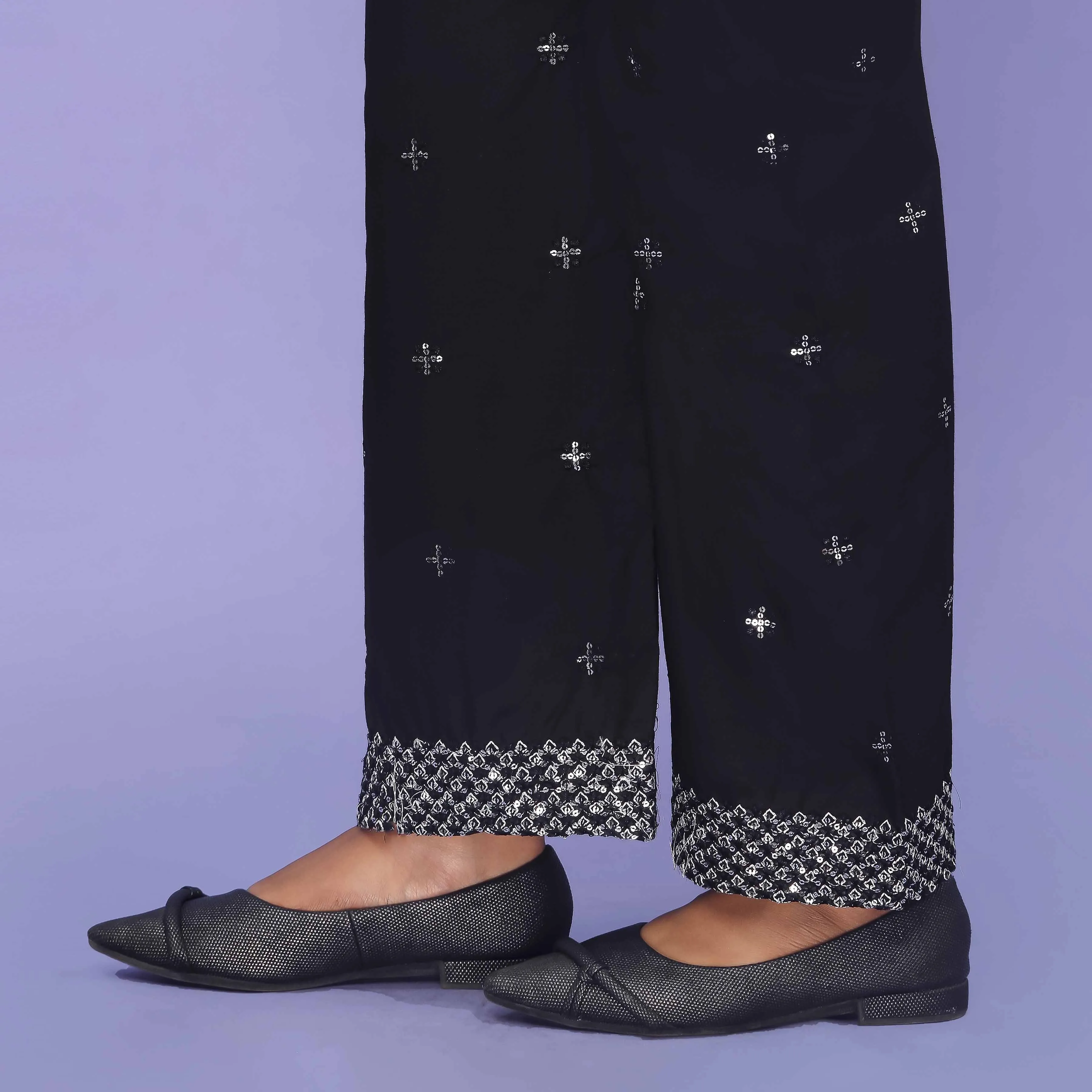 Black Striaght Fit Cambric Trouser PL4080