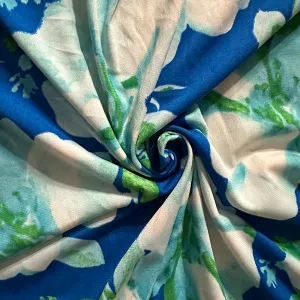 Blue Multi Floral Print ITY Jersey Knit Fabric