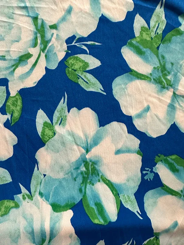 Blue Multi Floral Print ITY Jersey Knit Fabric