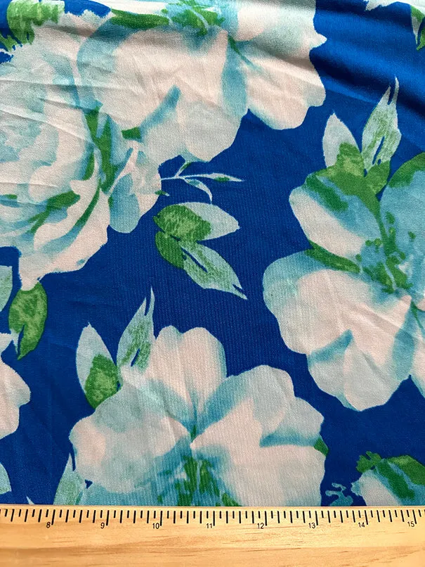 Blue Multi Floral Print ITY Jersey Knit Fabric