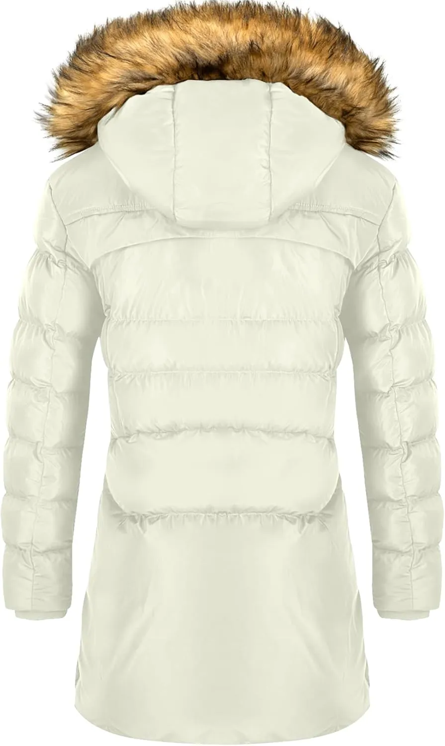 CHERFLY Women's Winter Puffer Coat Heavy Warm Long Parka Down Jacket with Fur Hood