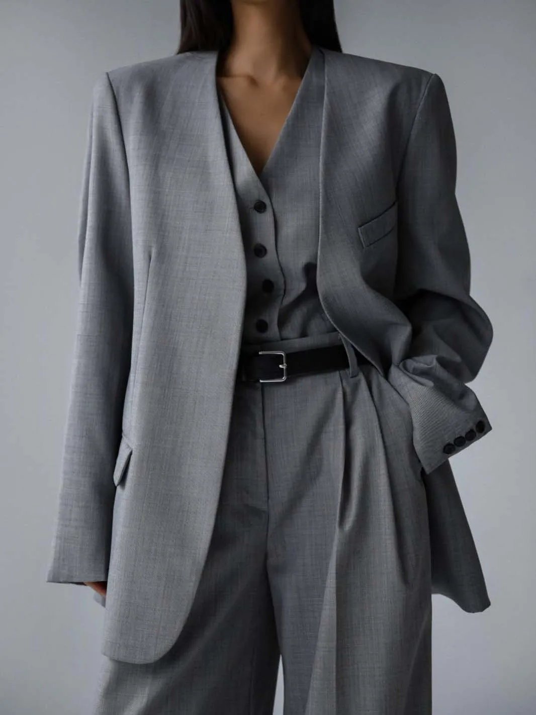 Chic Grey Tailored Trousers