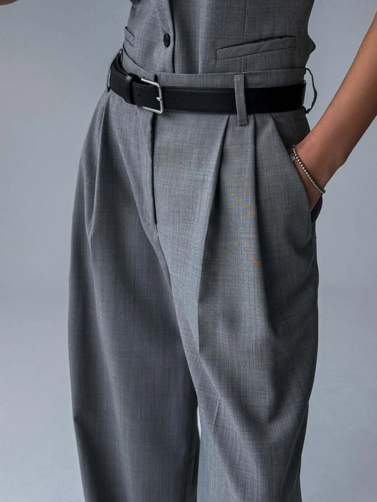 Chic Grey Tailored Trousers