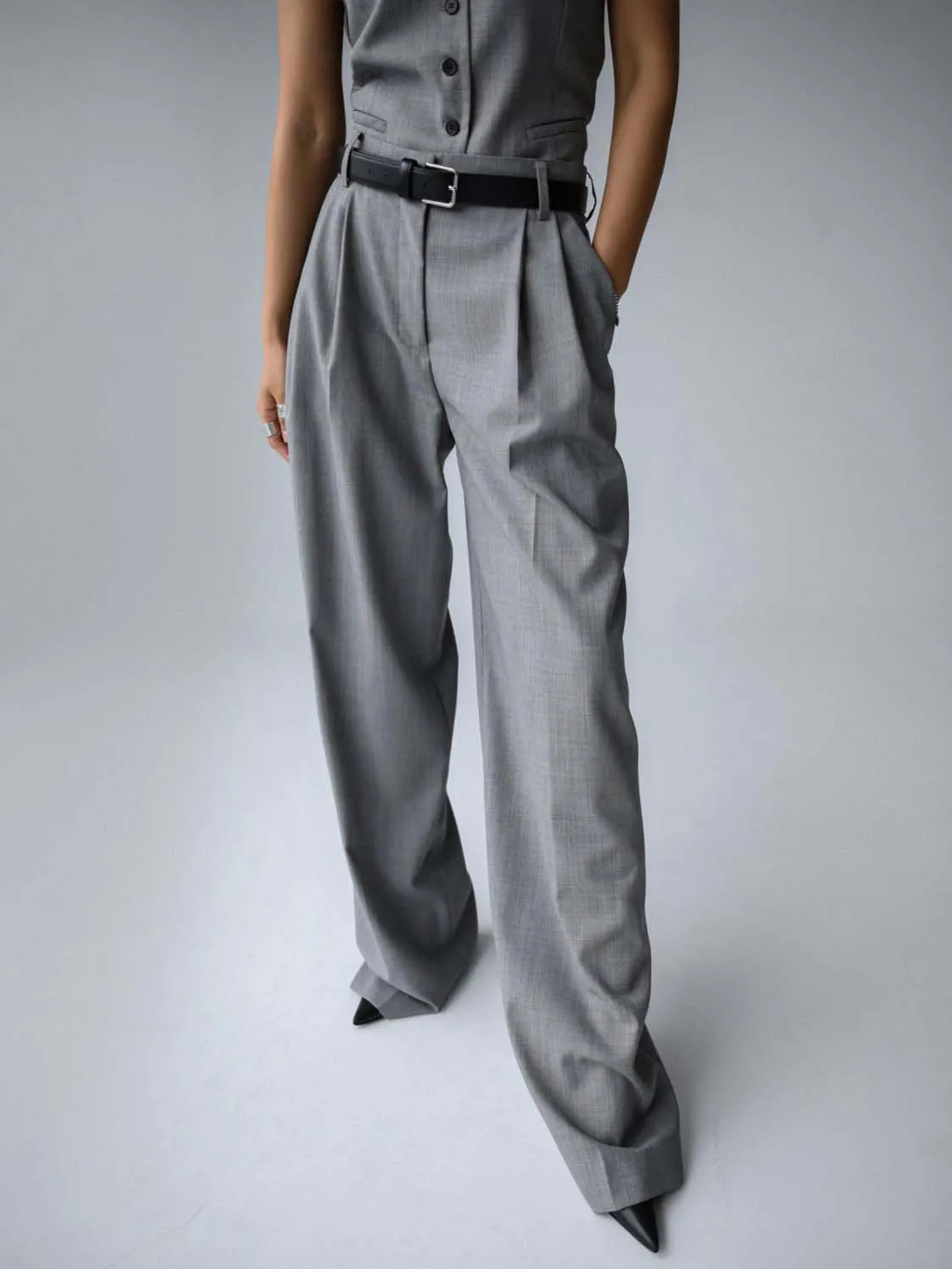 Chic Grey Tailored Trousers