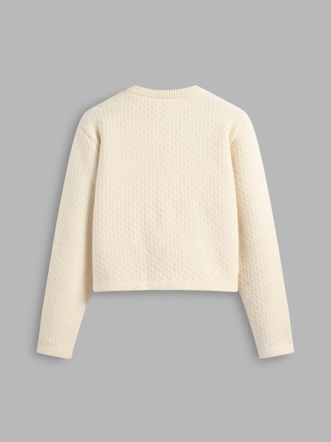 CIDER Knit Round Neckline Solid Button Oversized Cardigan