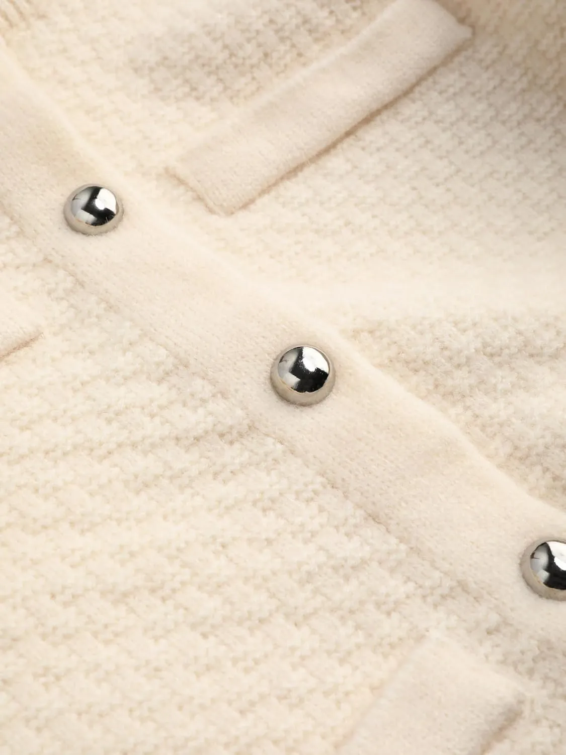 CIDER Knit Round Neckline Solid Button Oversized Cardigan