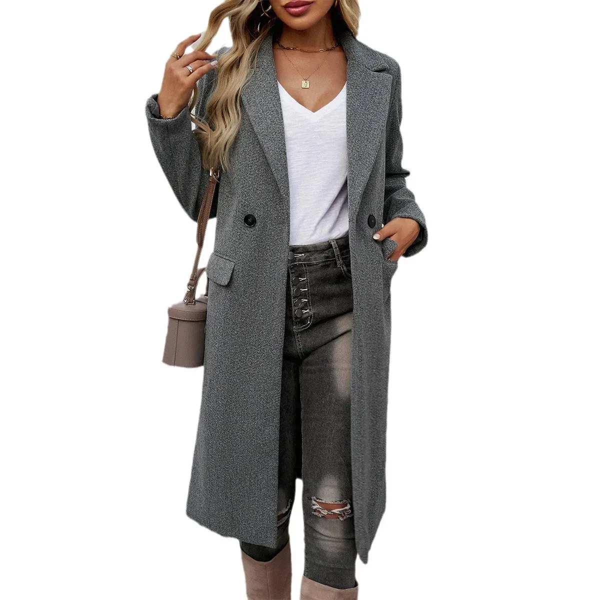 Clarise | Elegant V-Neck Coat