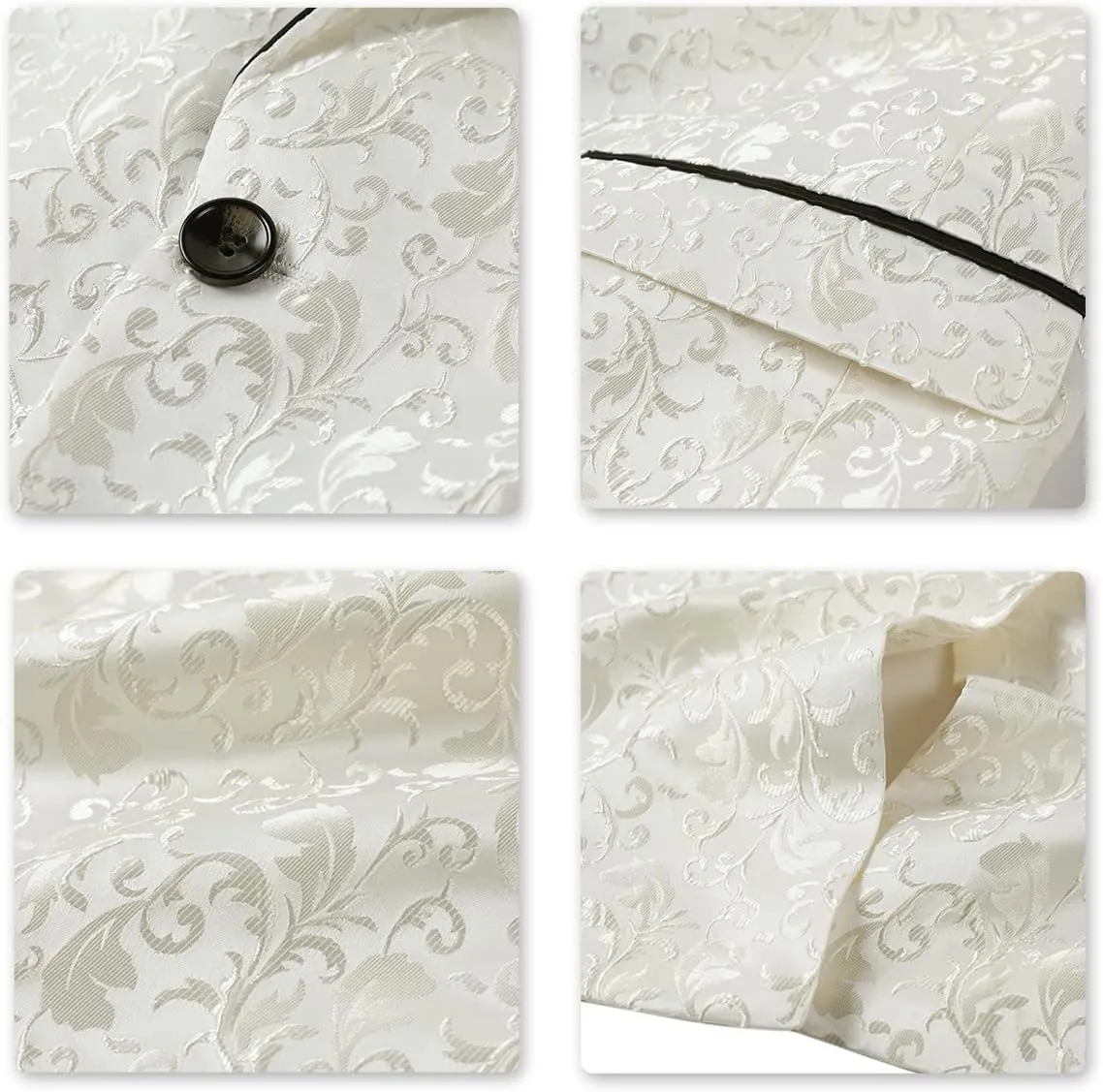 Cloudstyle Mens 2 Piece Floral Jacquard Dress Suit Set 1 Button Print Dinner Jacket Pants
