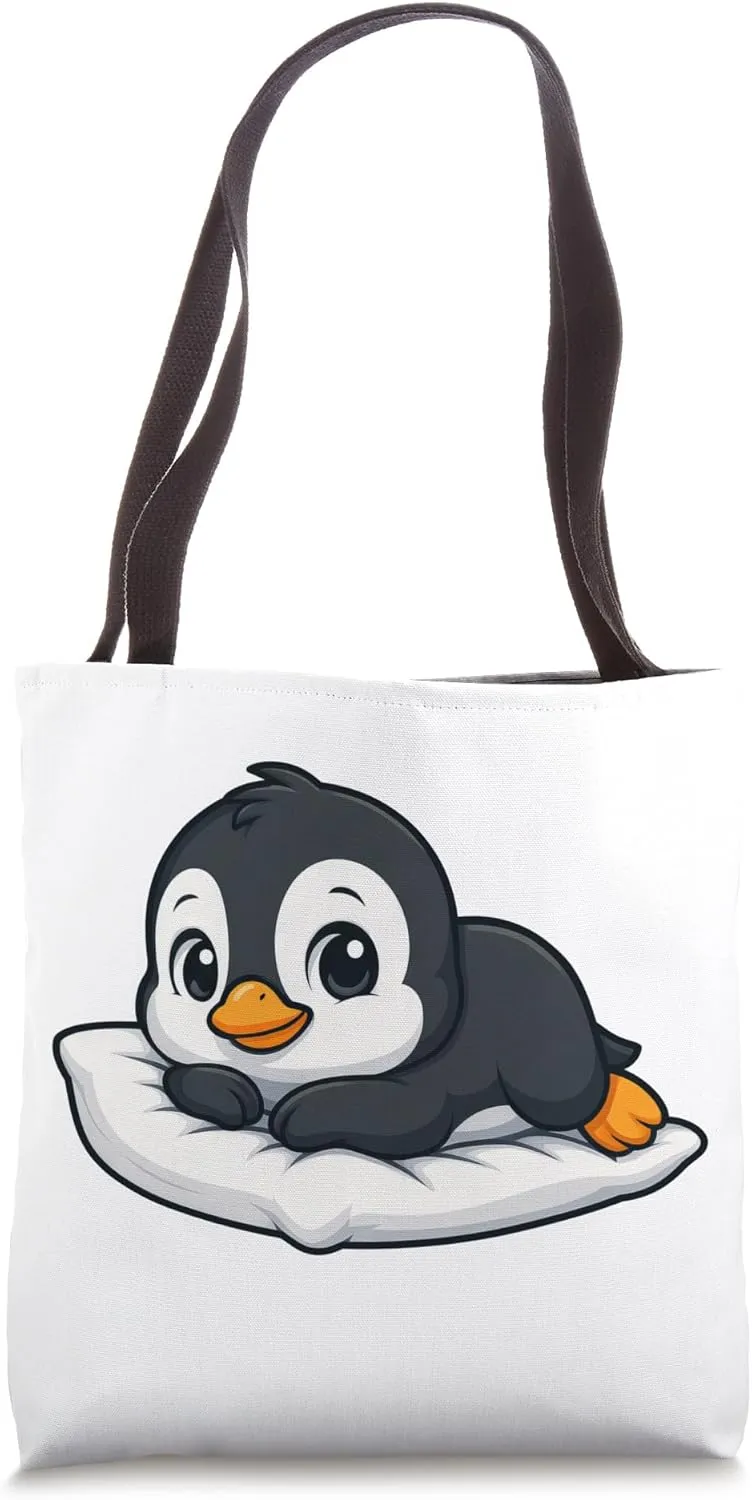 Cute Cartoon Penguin Relaxing Chilling Cozy Tote Bag