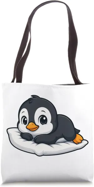 Cute Cartoon Penguin Relaxing Chilling Cozy Tote Bag
