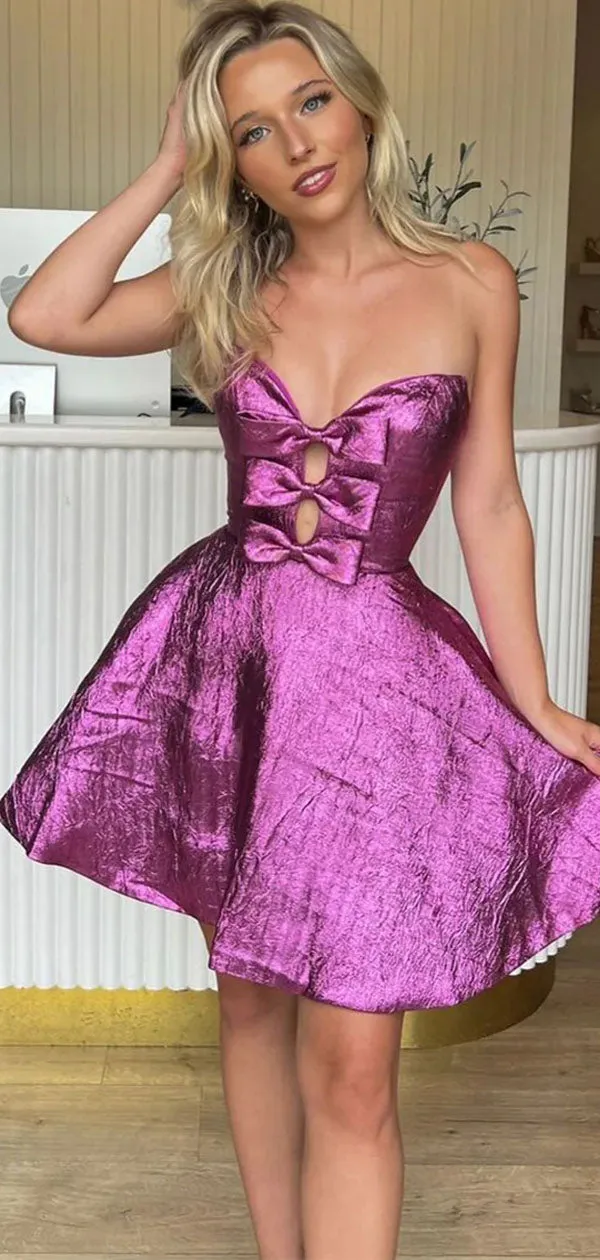 Cute Purple Sweetheart Short Homecoming Dress Graduation Party Dress , QB0873