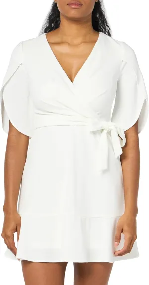 DKNY Womens Tulip Half Sleeve Faux Wrap Mini Dress