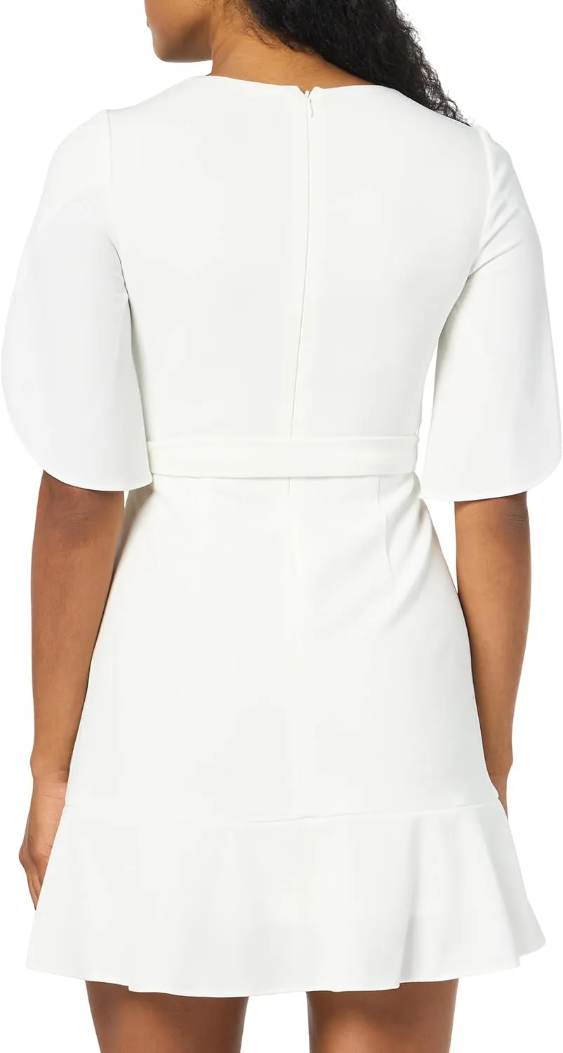 DKNY Womens Tulip Half Sleeve Faux Wrap Mini Dress