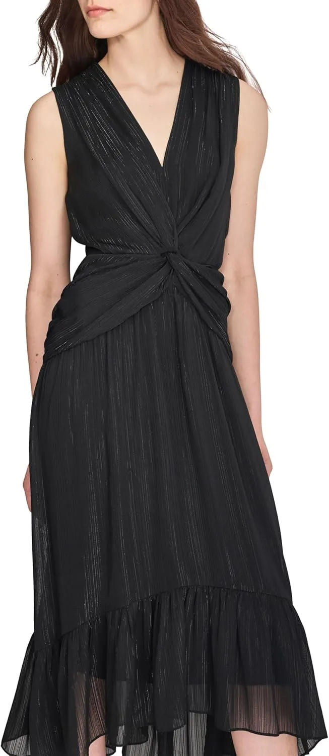 DKNY Women's V-Neck Twist Front Sleeveless Dress