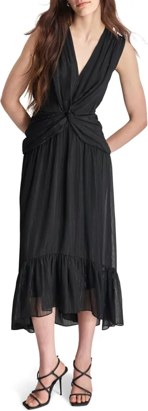DKNY Women's V-Neck Twist Front Sleeveless Dress