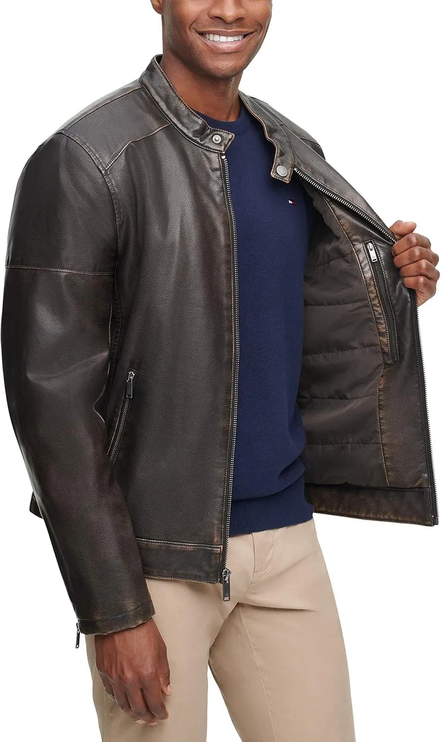 Dockers Men's Kyle Faux Leather Racer Jacket