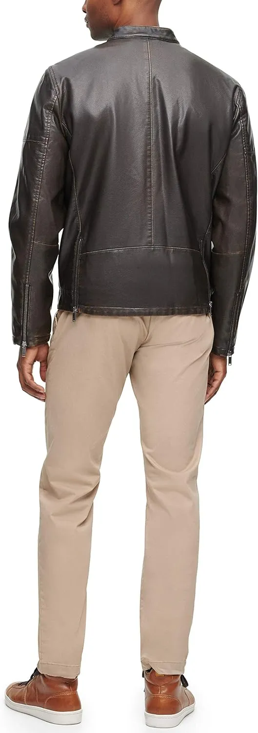 Dockers Men's Kyle Faux Leather Racer Jacket