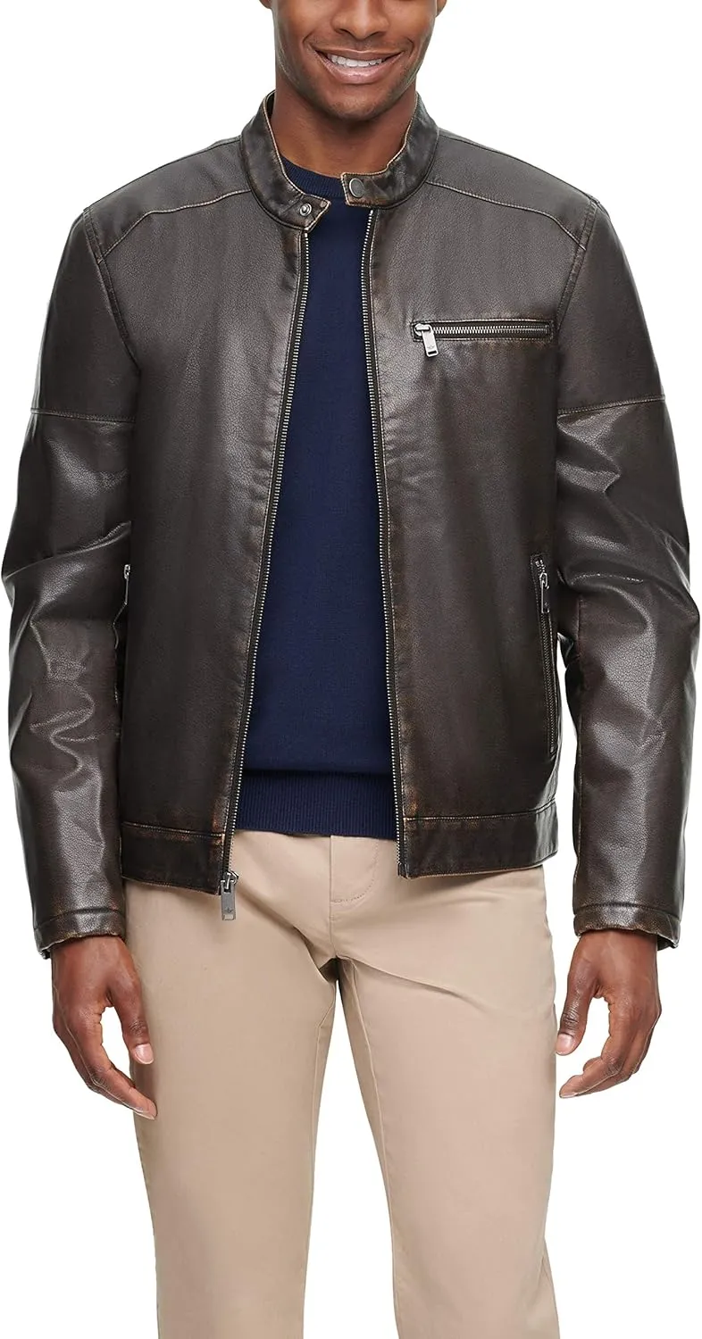 Dockers Men's Kyle Faux Leather Racer Jacket