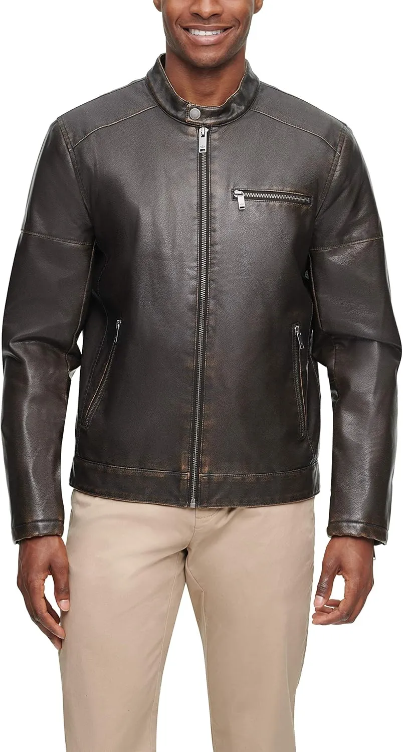 Dockers Men's Kyle Faux Leather Racer Jacket