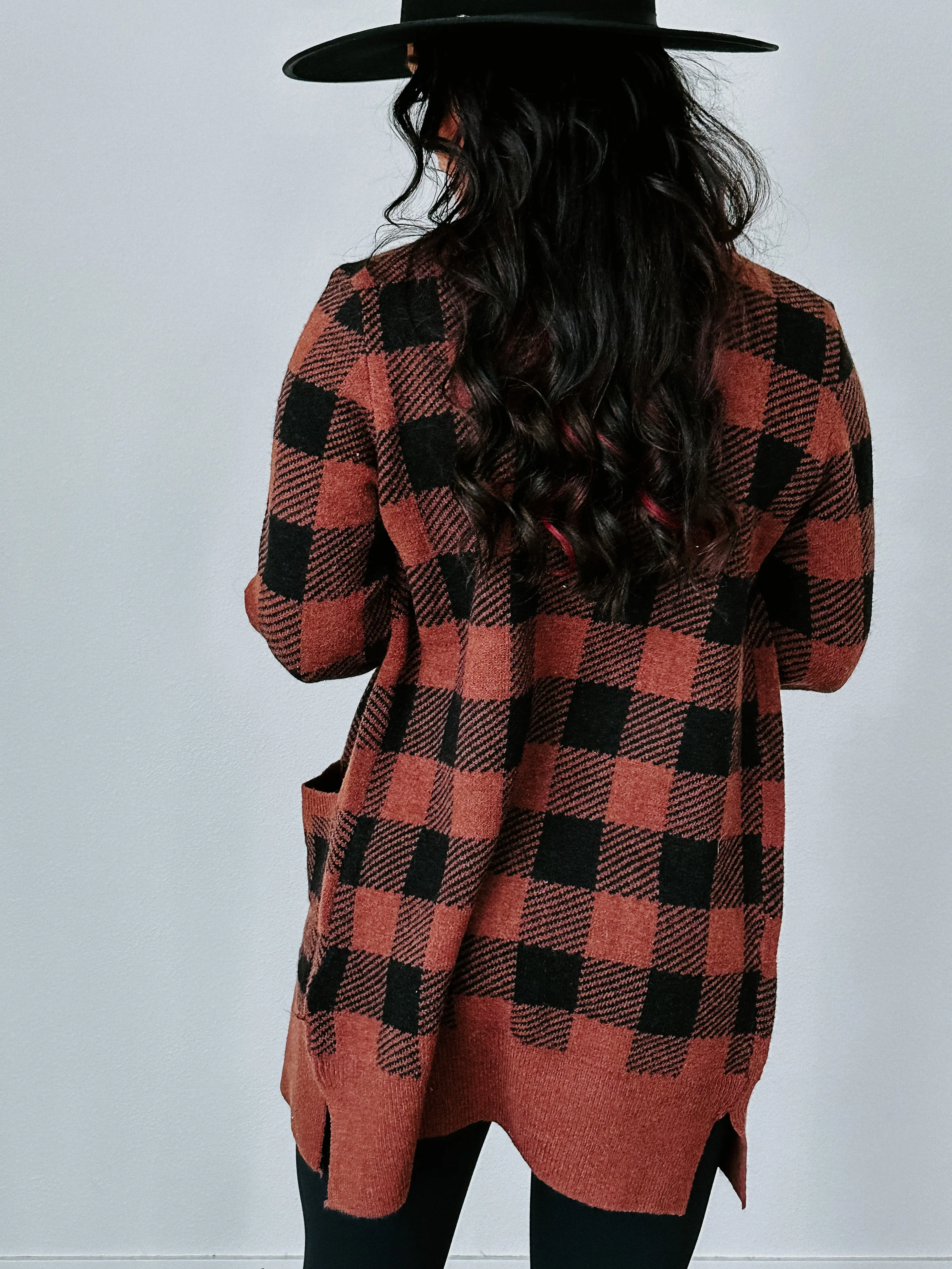 Drey Gingham Plaid Cardigan
