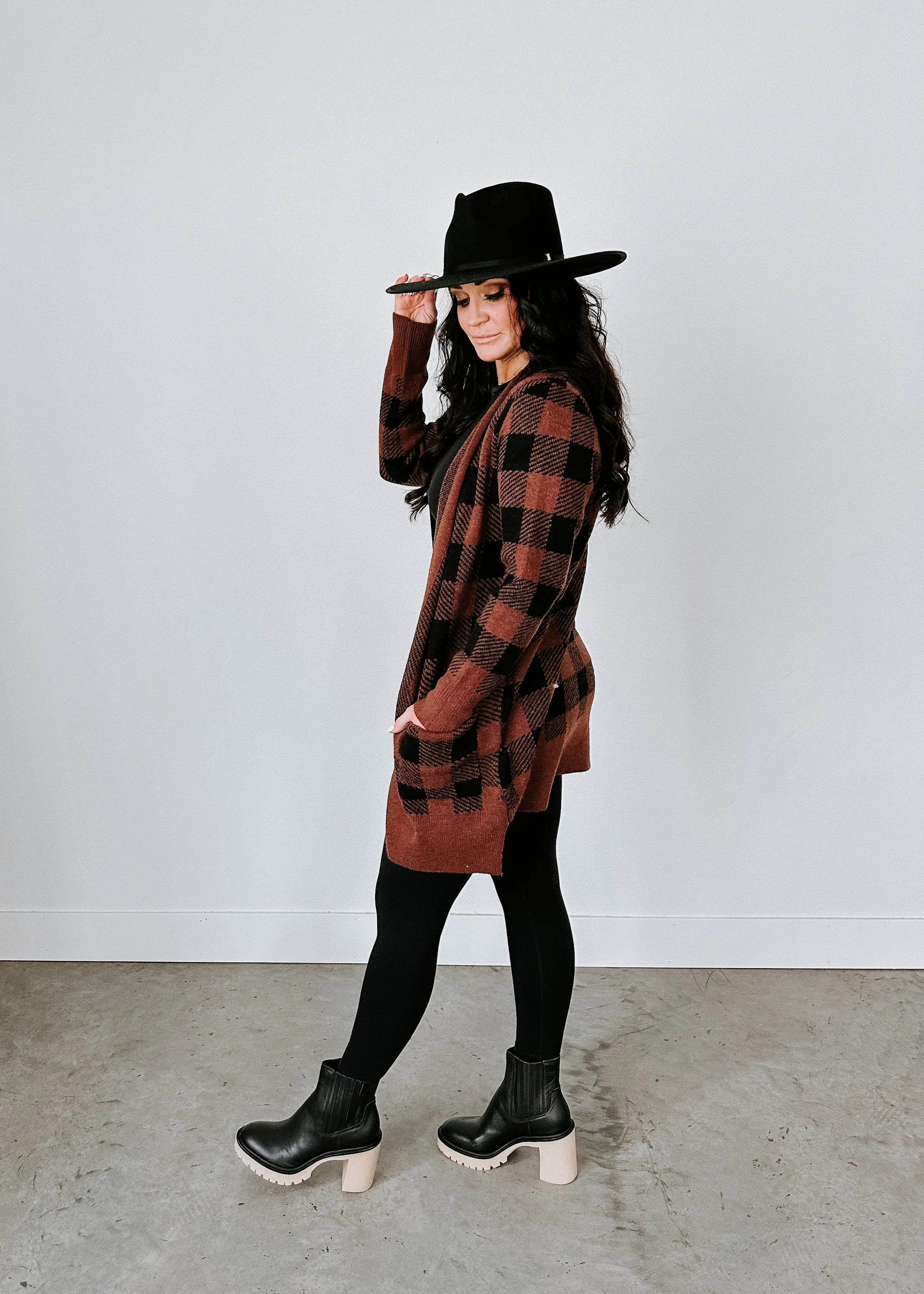 Drey Gingham Plaid Cardigan