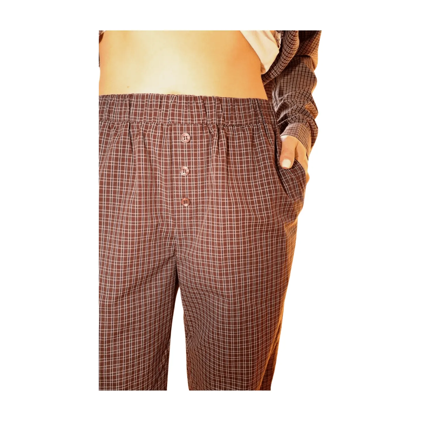 Easy Plaid Lounge Pants - Brown