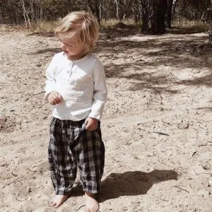 Easy Wear Check Trouser Pants - Linen/Cotton Blend