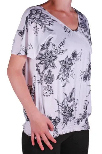 Elastic Hem Flounce Blouse