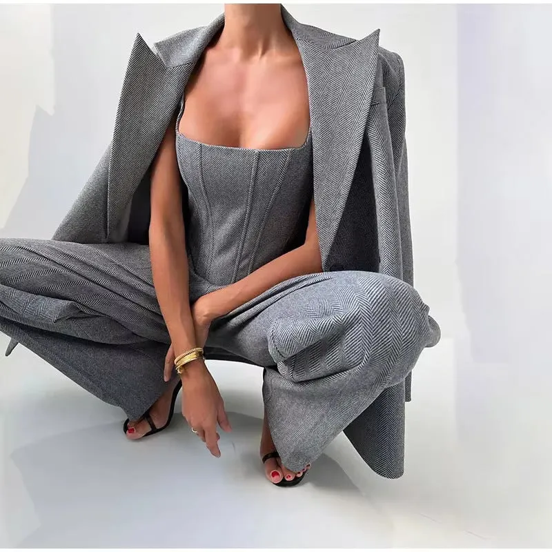 Elowen  Tailored Three-Piece Suit Set