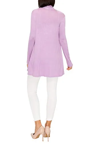 EttelLut Long Lightweight Wrap Cardigans Sweaters-Open Front Regular Plus Size Lavender Herb S