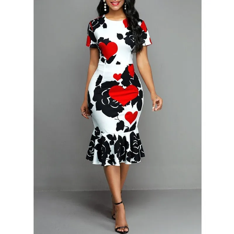 Floral Hearts Midi Dress