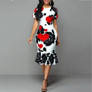 Floral Hearts Midi Dress